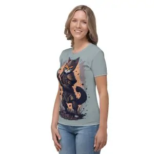 Samurai Cat All-Over Print Women’s T-shirt 1